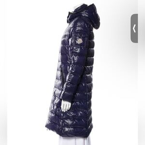 Moncler Glossy Dark Blue Long Puffer Coat